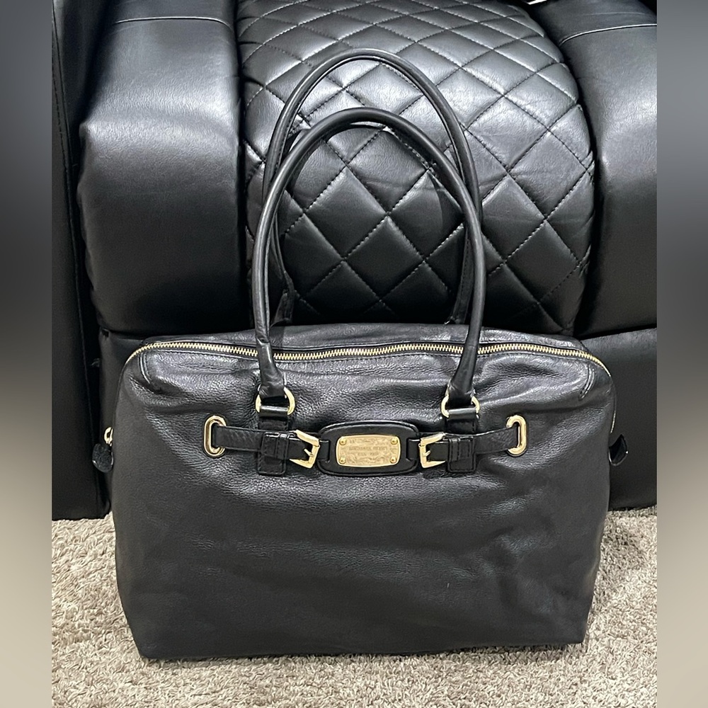 💥TODAY & TOMORROW$75💥Black Leather Michael Kors Weekender Tote Bag w/Gold Accent